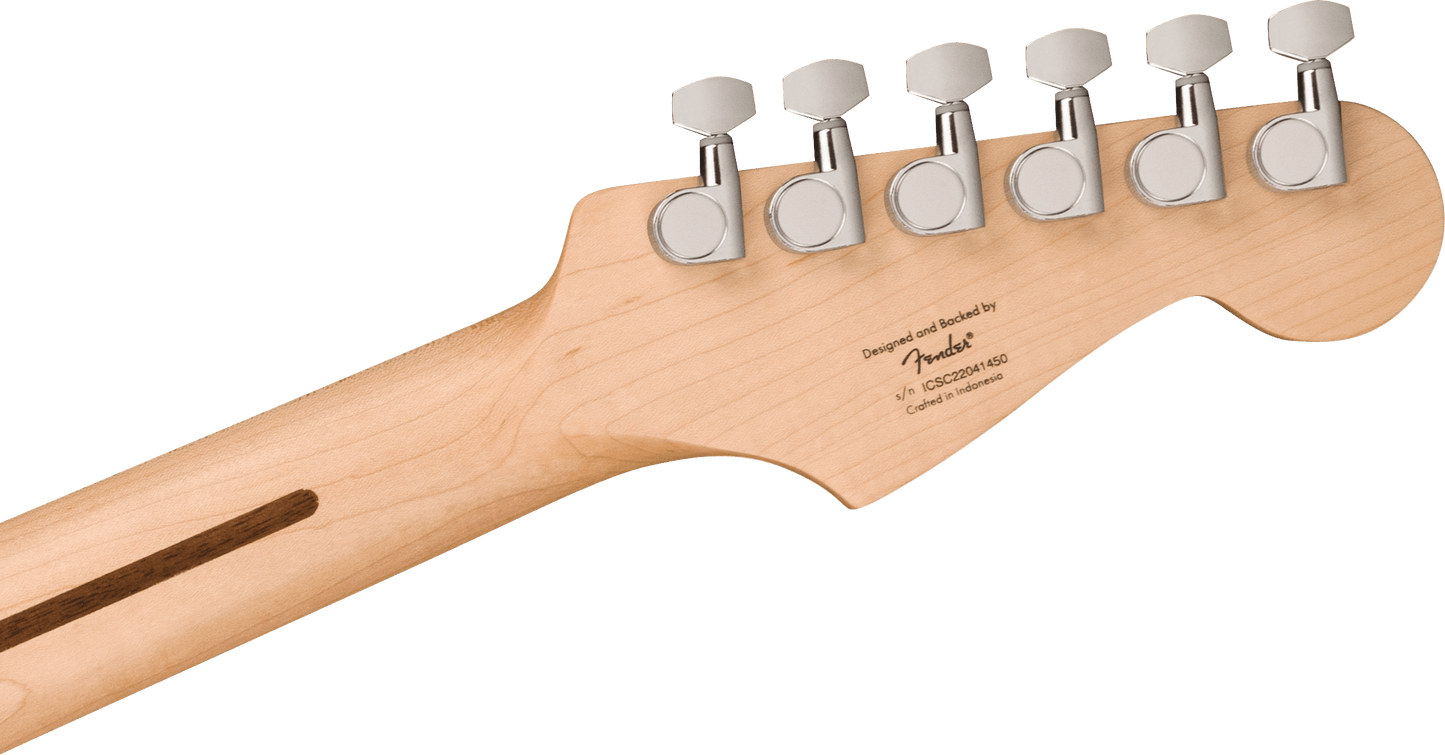 Squier Sonic Stratocaster Left-Handed Maple Fingerboard White Pickguard, Black