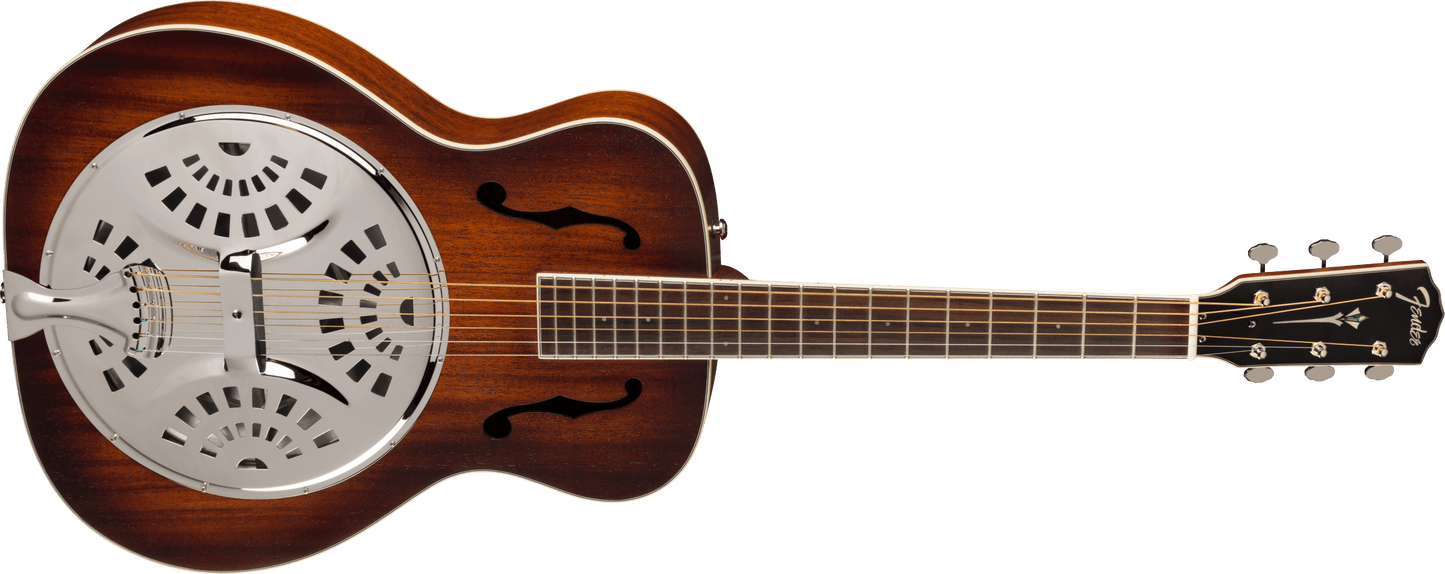 Fender PR-180E Resonator Guitar, Walnut board, Aged Cognac Burst