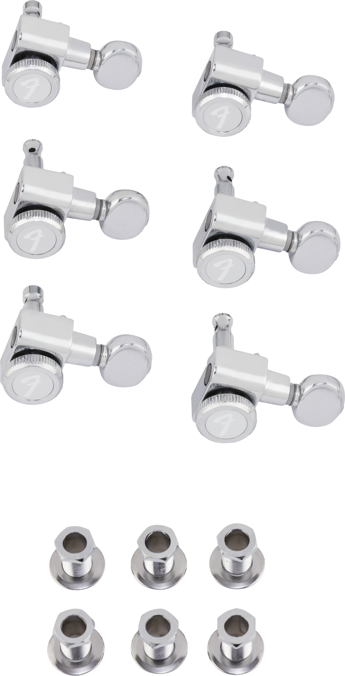 Fender® Staggered Locking Tuners with Vintage-Style Buttons, Polished Chrome (6) 0990818500