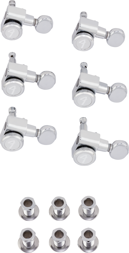 Fender® Staggered Locking Tuners with Vintage-Style Buttons, Polished Chrome (6) 0990818500