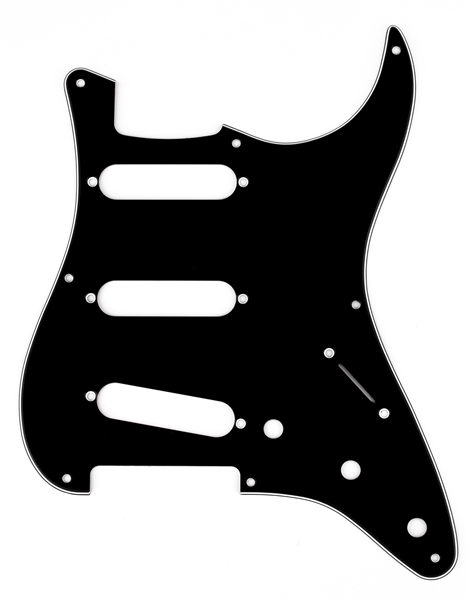 Fender Pickguard, Stratocaster® S/S/S, 8-Hole Mount, Black, 3-Ply 0991358000