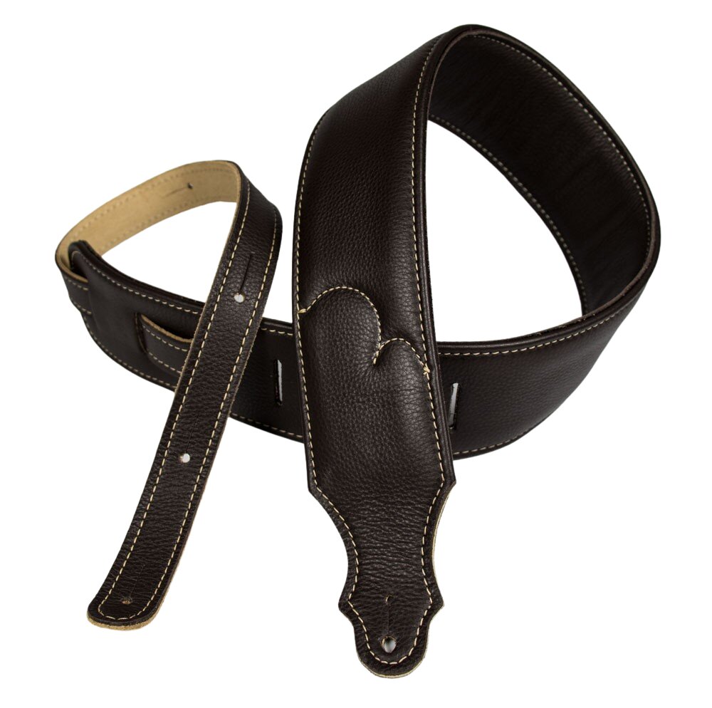 Franklin Padded Glove Leather 2.5" Chocolate Guitar Strap with Natural Stitching