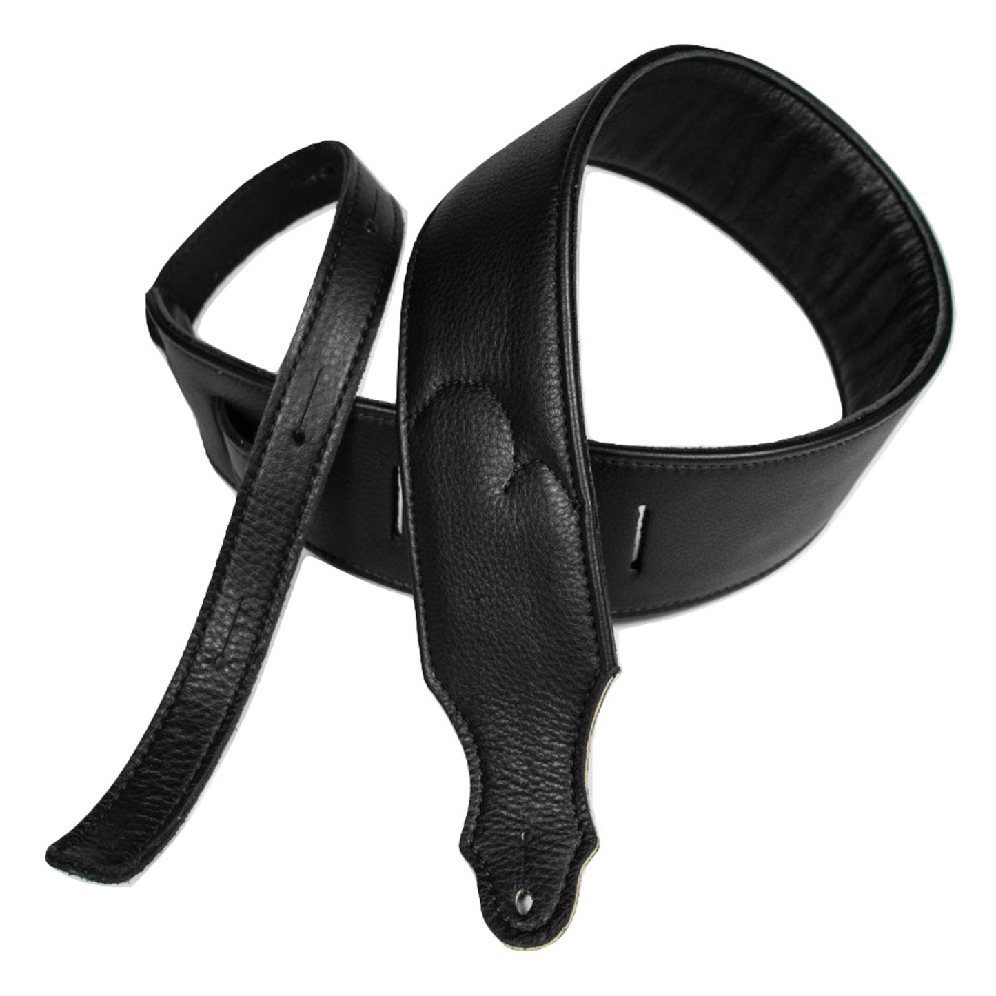 Franklin Padded Glove Leather 2.5" Black Guitar Strap with Black Stitching