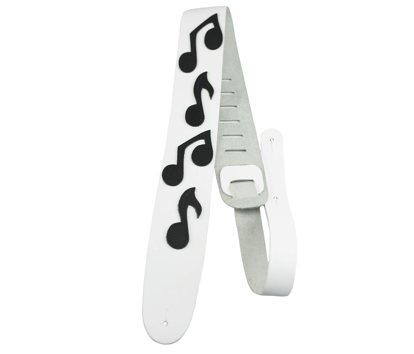 Perri's 2.5" White Leather Guitar Strap with Notes