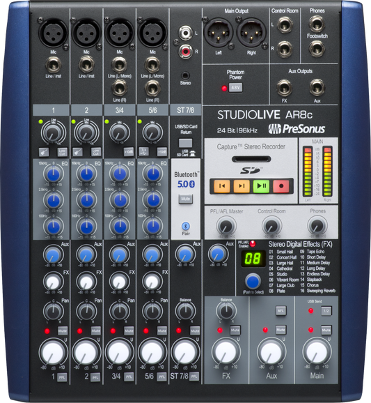 PreSonus® StudioLive® AR8c Analog Mixer, Blue - Poppa's Music