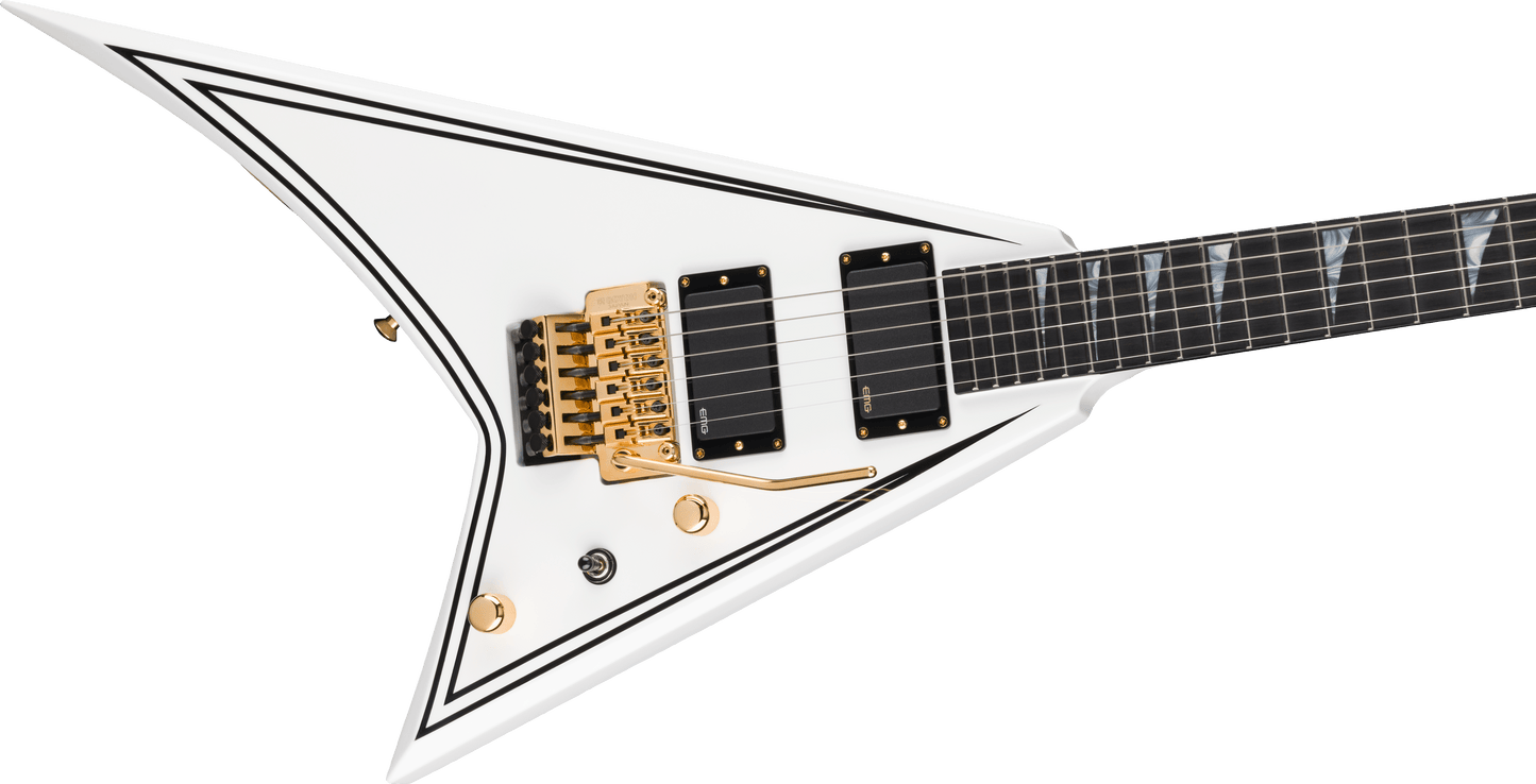 Jackson MJ Series Rhoads RR24MG, Ebony Fingerboard, White with Black Pinstripes Gold Hardware with Floyd Rose 2904001876