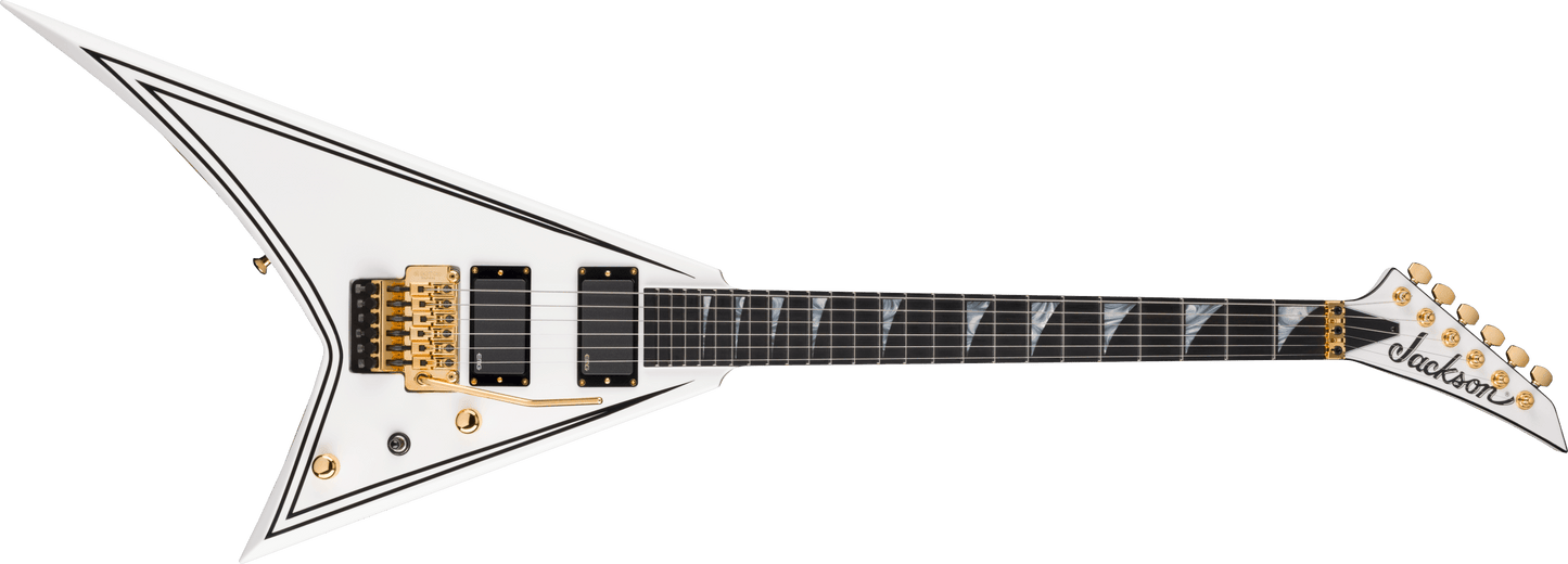 Jackson MJ Series Rhoads RR24MG, Ebony Fingerboard, White with Black Pinstripes Gold Hardware with Floyd Rose 2904001876