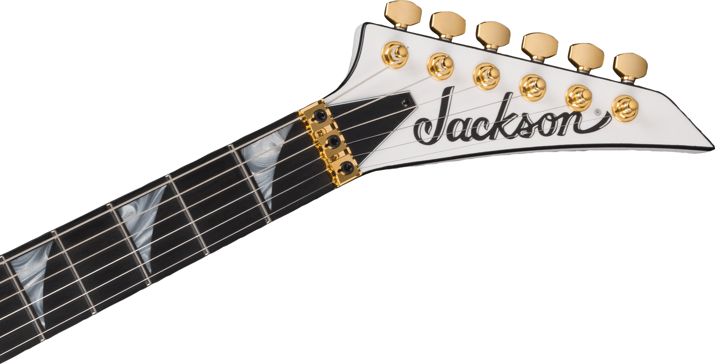 Jackson MJ Series Rhoads RR24MG, Ebony Fingerboard, White with Black Pinstripes Gold Hardware with Floyd Rose 2904001876