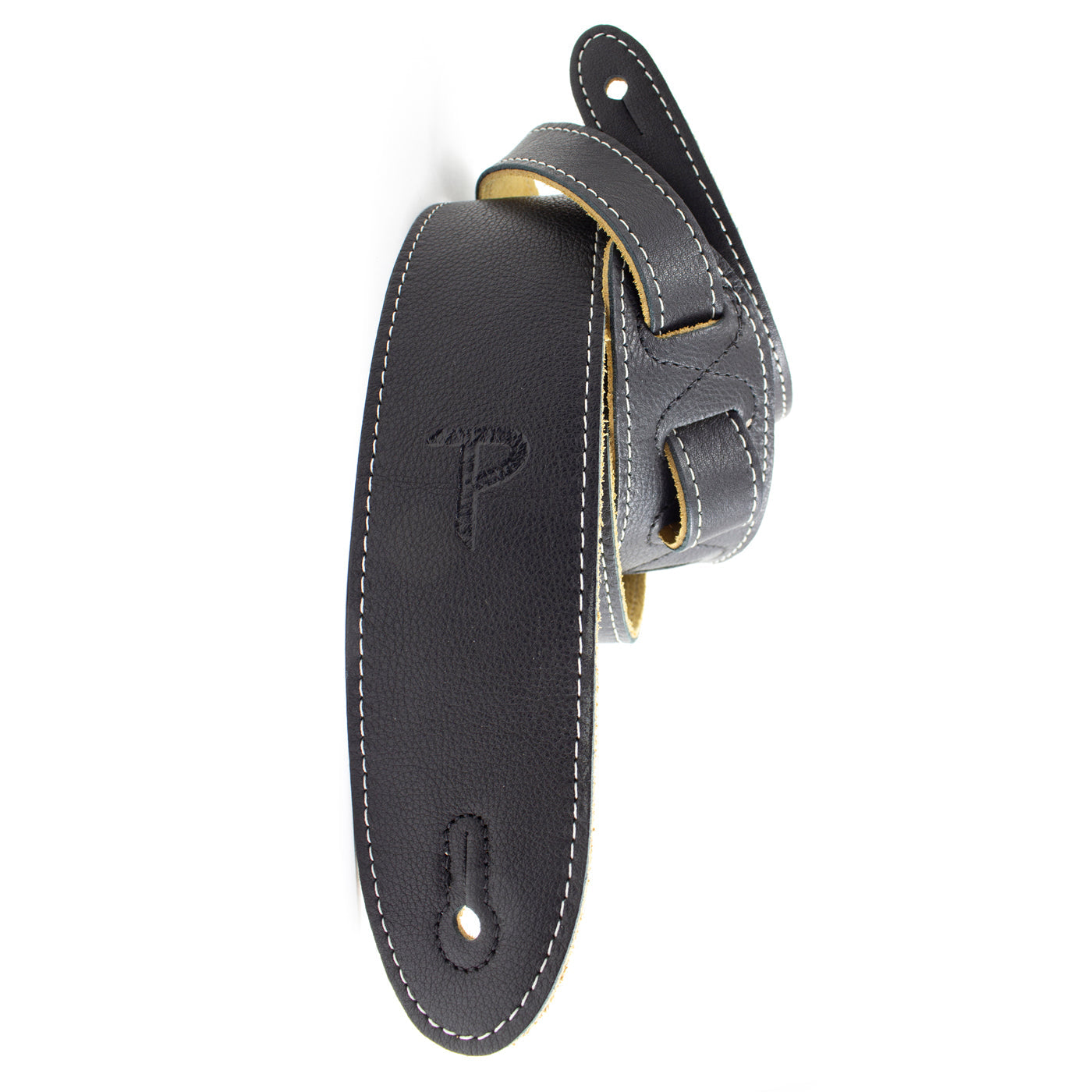 Perri's 2" Soft Italian Leather Black Guitar Strap