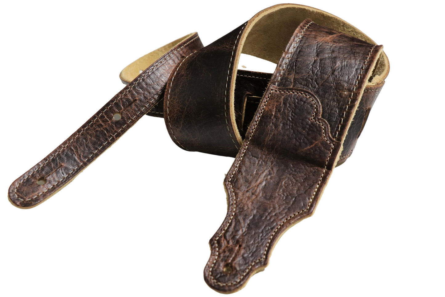 Franklin Chocolate American Bison 2.5" Leather Guitar Strap