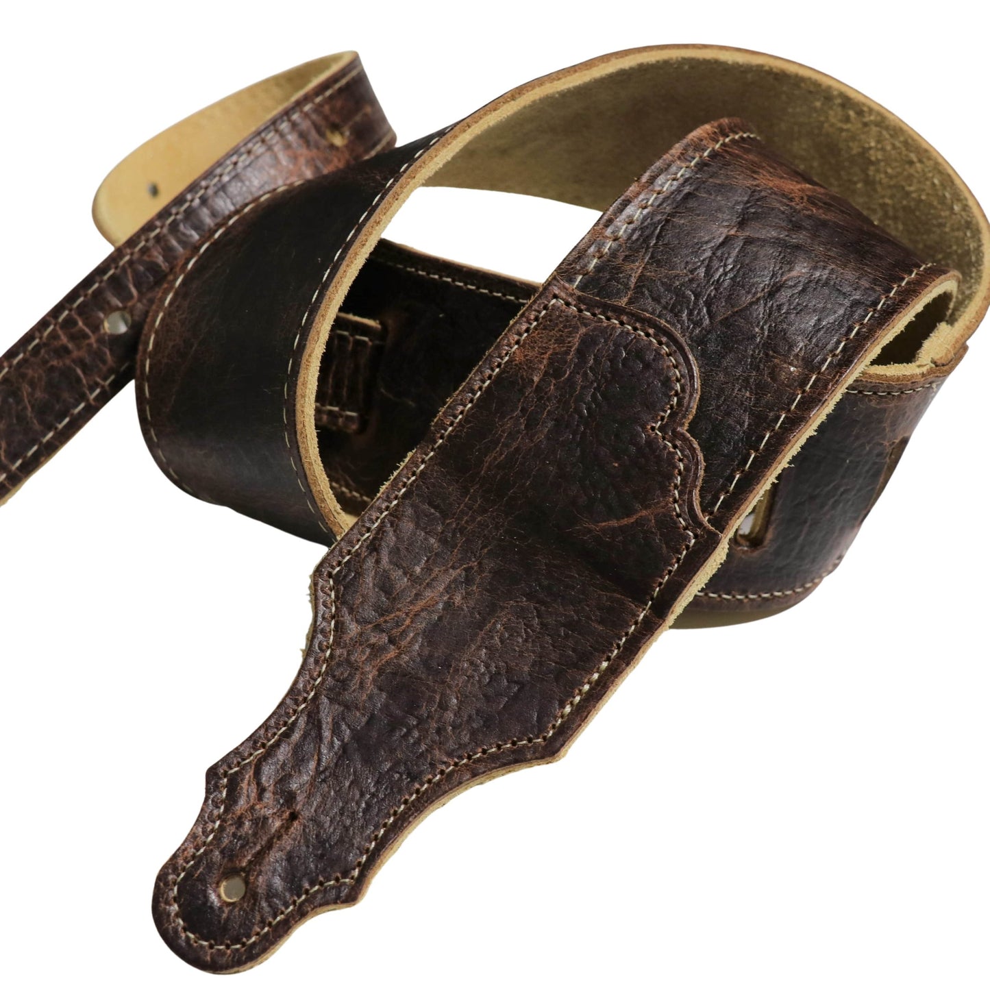 Franklin Chocolate American Bison 2.5" Leather Guitar Strap