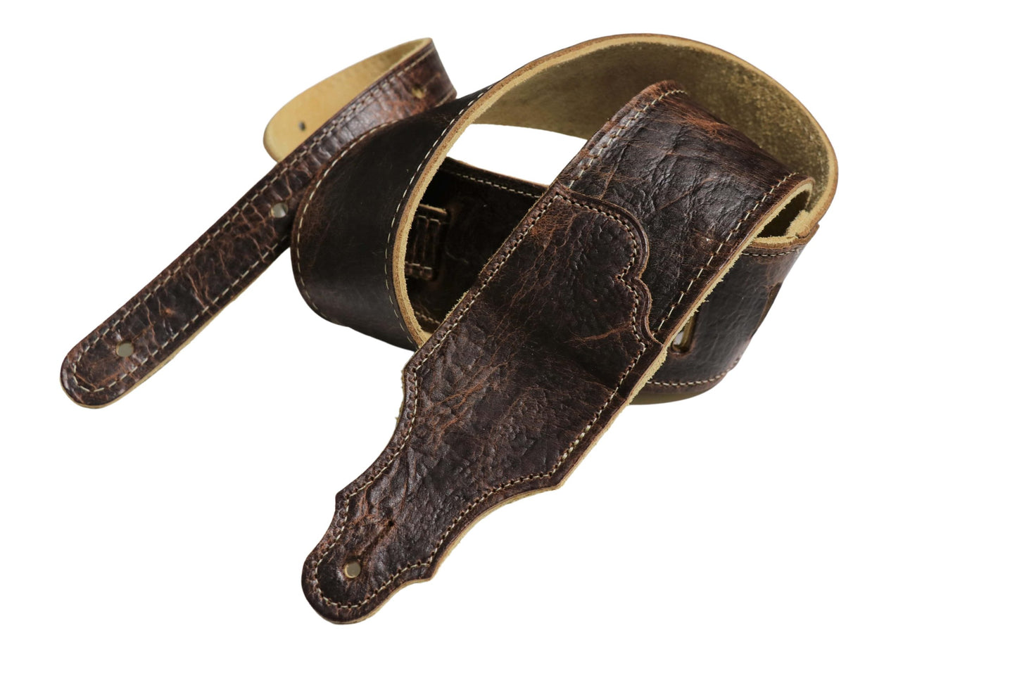 Franklin Chocolate American Bison 2.5" Leather Guitar Strap
