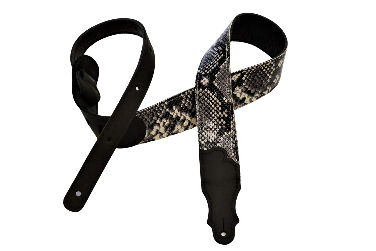 Franklin 2” Black Snakeskin Leather with Ball Glove Leather End Tabs