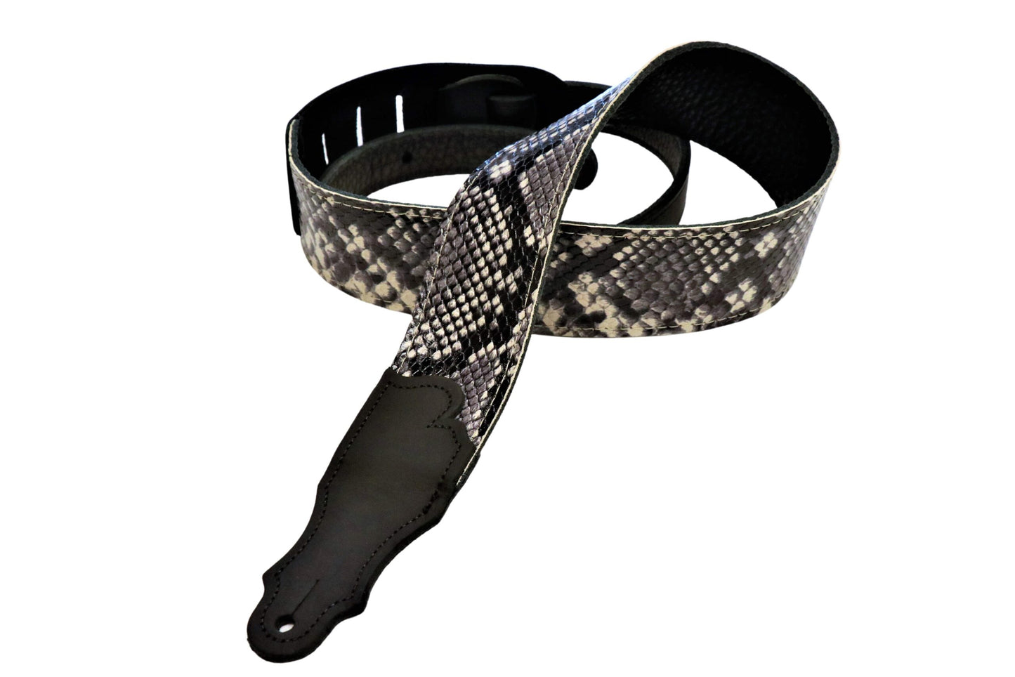 Franklin 2” Black Snakeskin Leather with Ball Glove Leather End Tabs