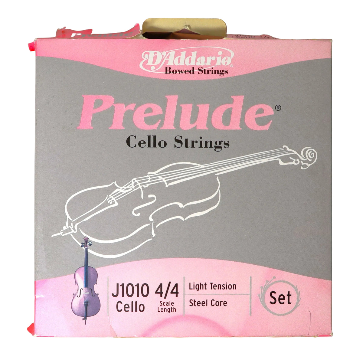 D'Addario Prelude Cello String Set, 4/4 Scale, Light Tension - J1010 4/4L