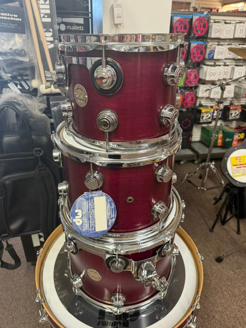 Used 1999 Drum Workshop DW Collectors Series 4 Piece Maple Kit Cherry Satin Oil