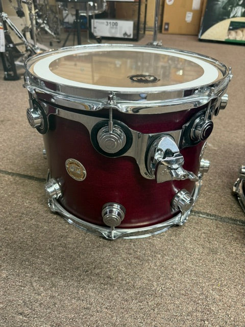 Used 1999 Drum Workshop DW Collectors Series 4 Piece Maple Kit Cherry Satin Oil