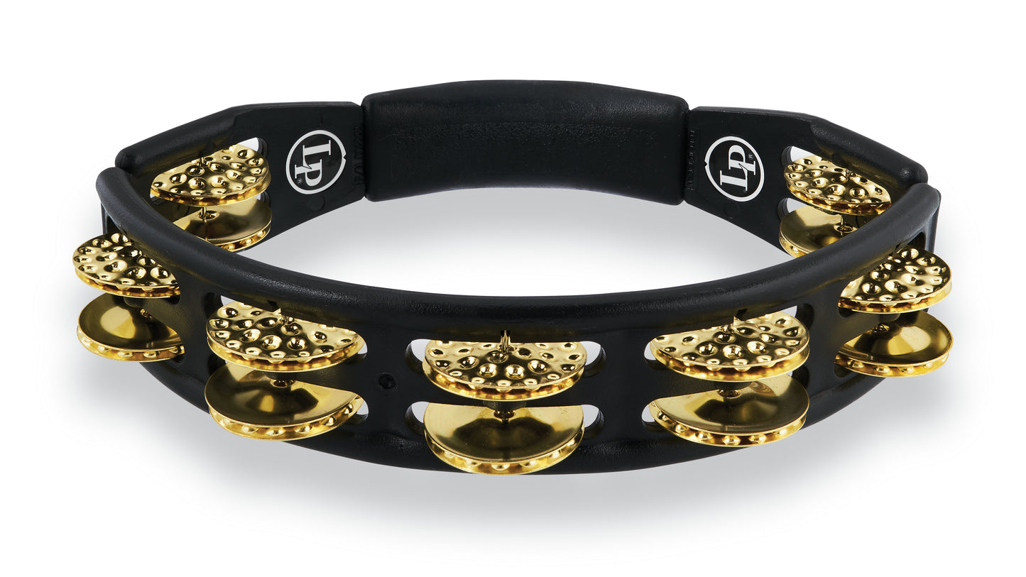 Latin Percussion LP174 Cyclops Handheld Tambourine - Black with Dimpled Brass Jingles - Poppa's Music