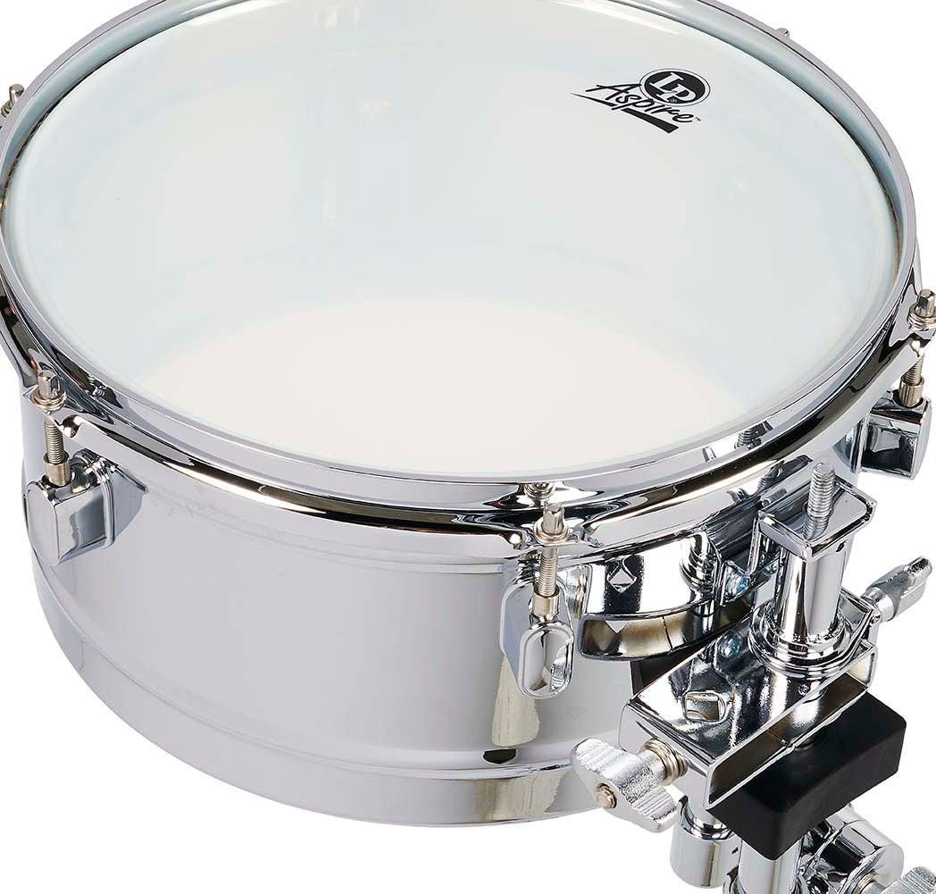 Latin Percussion LPA256 13" and 14" Aspire Timbales - Chrome with Chrome Hardware - Poppa's Music