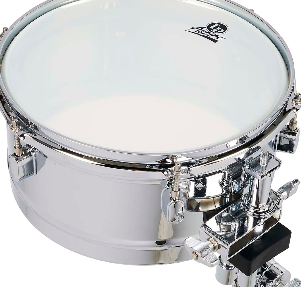 Latin Percussion LPA256 13" and 14" Aspire Timbales - Chrome with Chrome Hardware - Poppa's Music 
