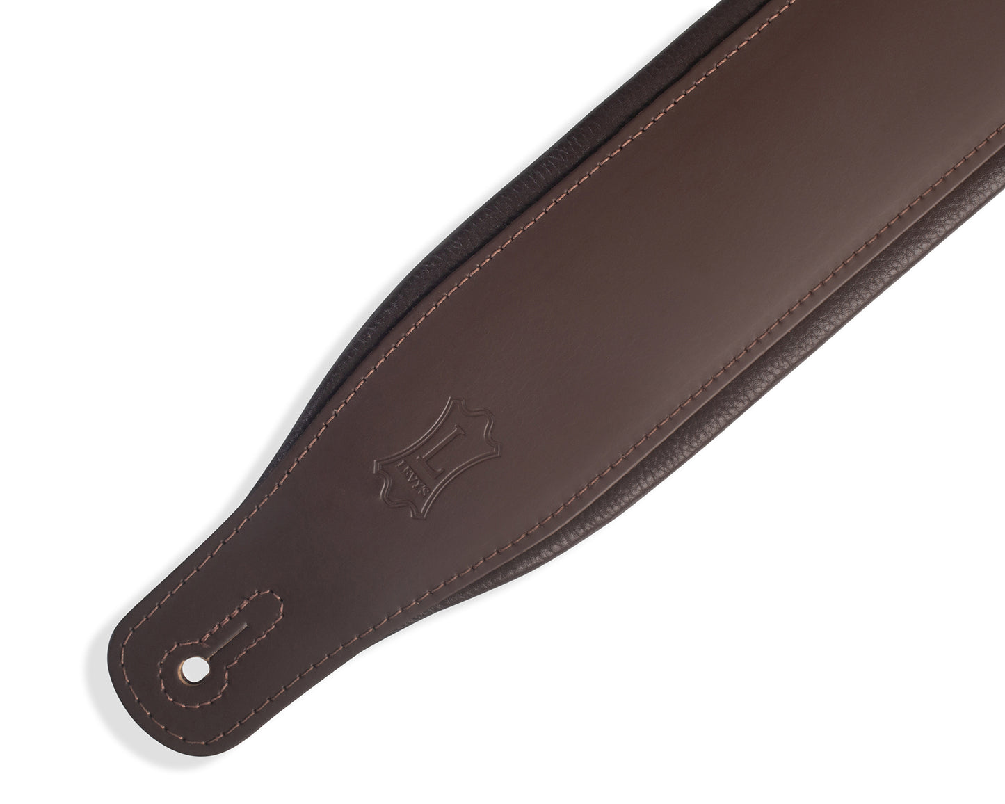 Levy's 3" Wide Dark Brown Amped Series Leather Guitar Strap M26PD-DBR_DBR