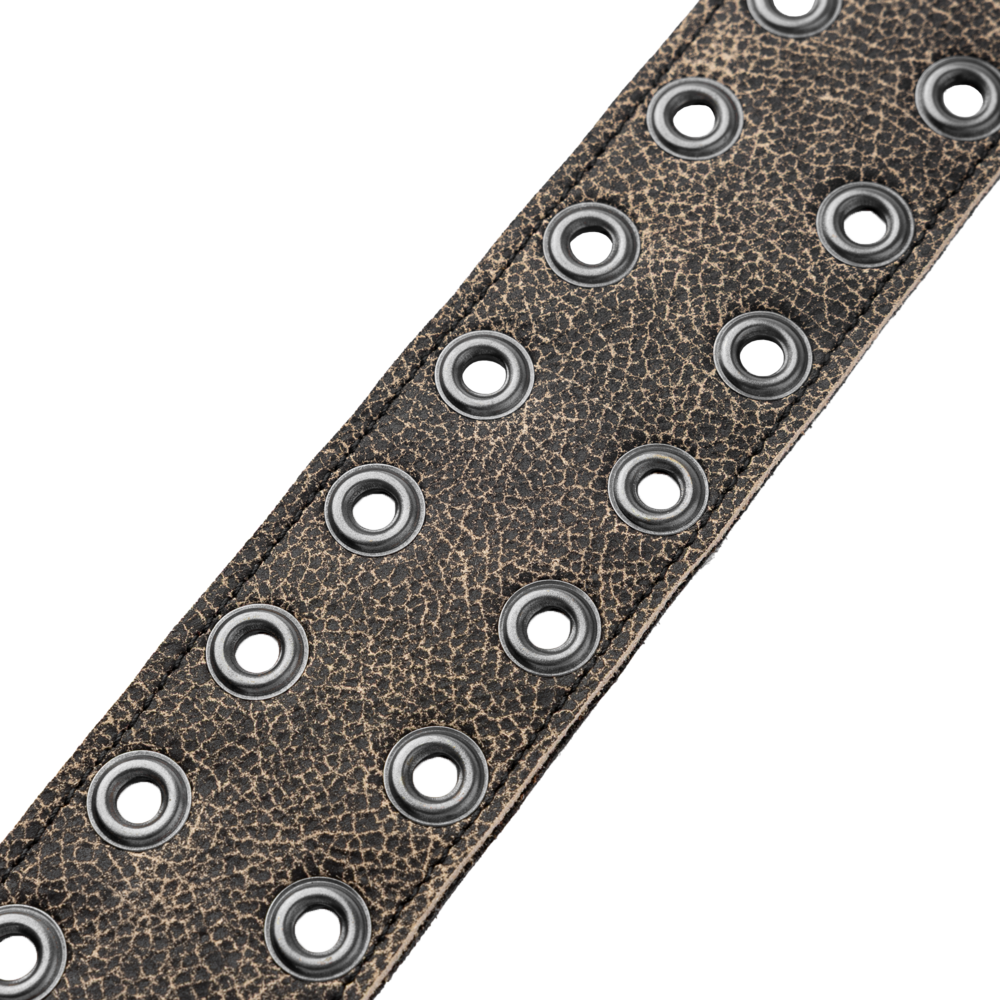 Levy's Distressed Black Leather Eyelet Rebel Series Guitar Strap M80RBEY-BLK