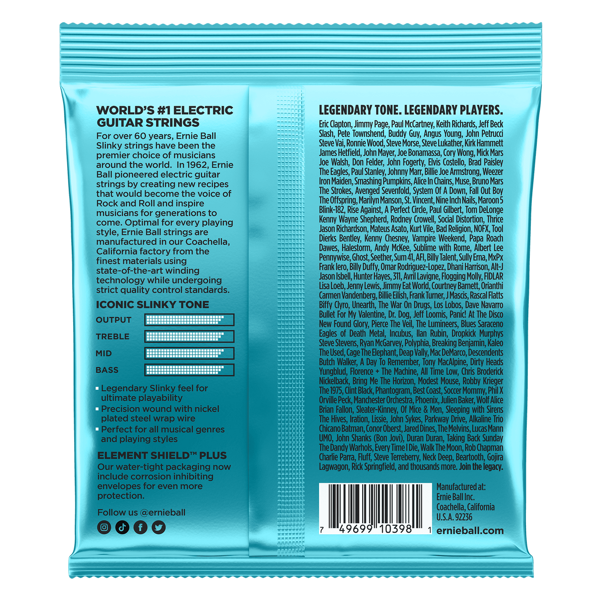 Ernie Balll 2228 Mighty Slinky Electric Guitar Strings 8.5-40