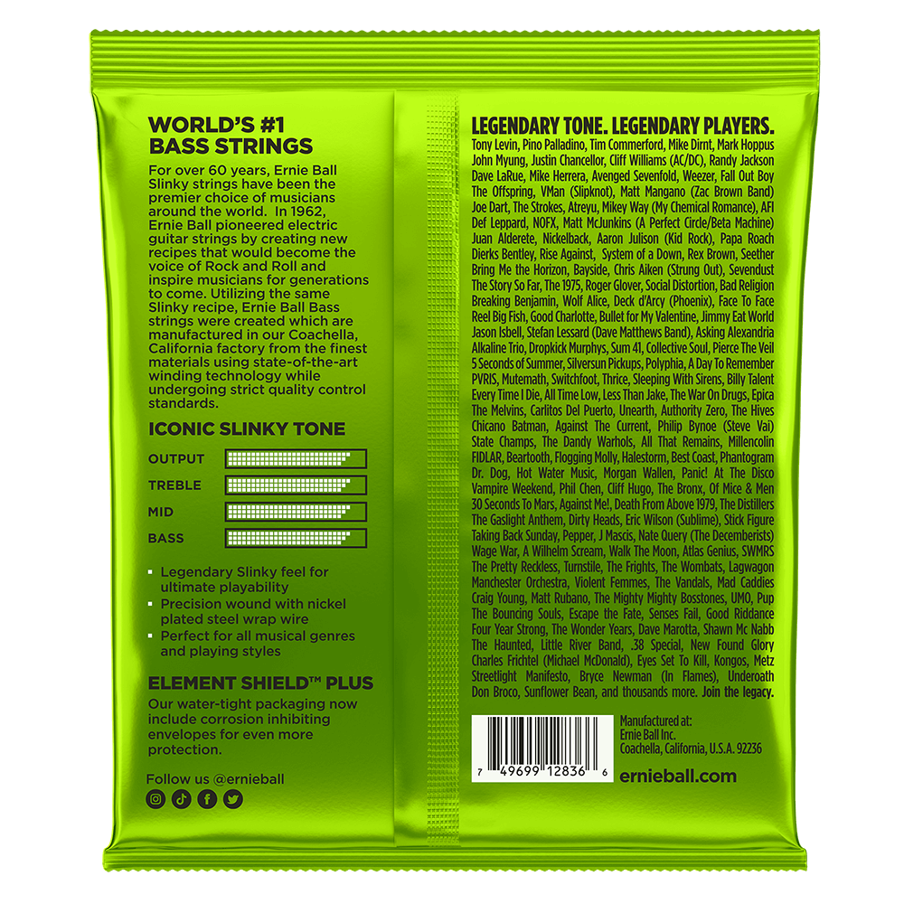 Ernie Ball Regular Slinky 5-String Nickel Wound Electric Bass Strings - 45-130 Gauge - 2836