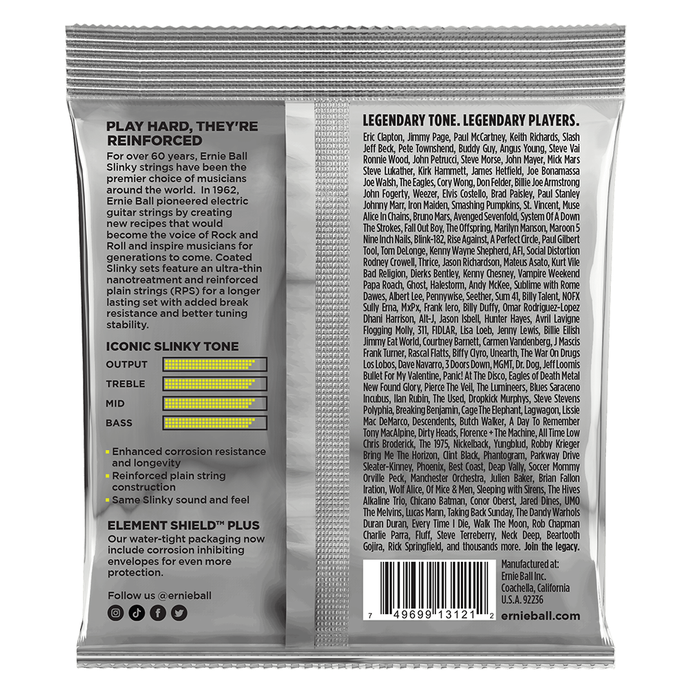 Ernie Ball Regular Slinky Coated Titanium RPS Electric Guitar Strings - 10-46 Gauge - 3121