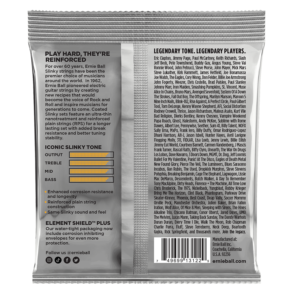 Ernie Ball Hybrid Slinky Coated Titanium RPS Electric Guitar Strings - 9-46 Gauge - 3122