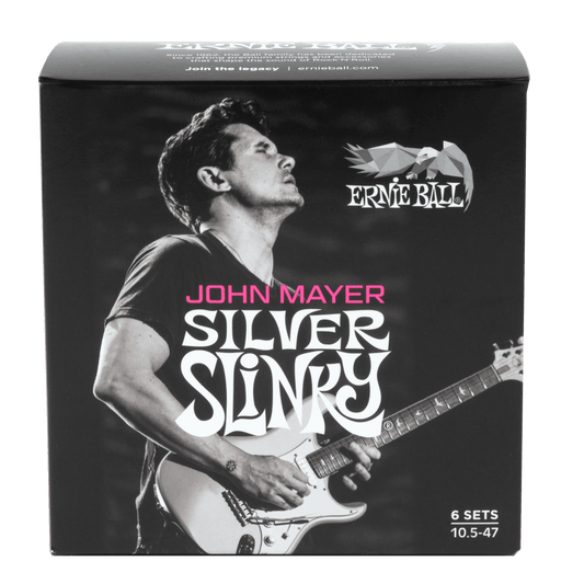 Ernie Ball John Mayer Signature Silver Slinky Nickel wound Electric Guitar Strings 10.5-47 (6 Pack)