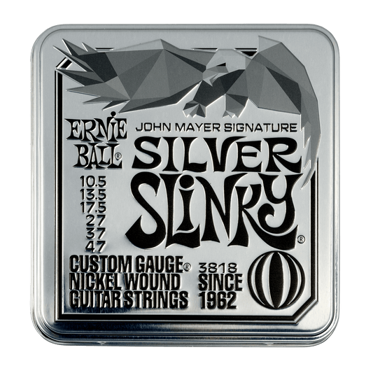 Ernie Ball John Mayer Signature Silver Slinky Nickel wound Electric Guitar Strings 10.5-47 (3 Pack)