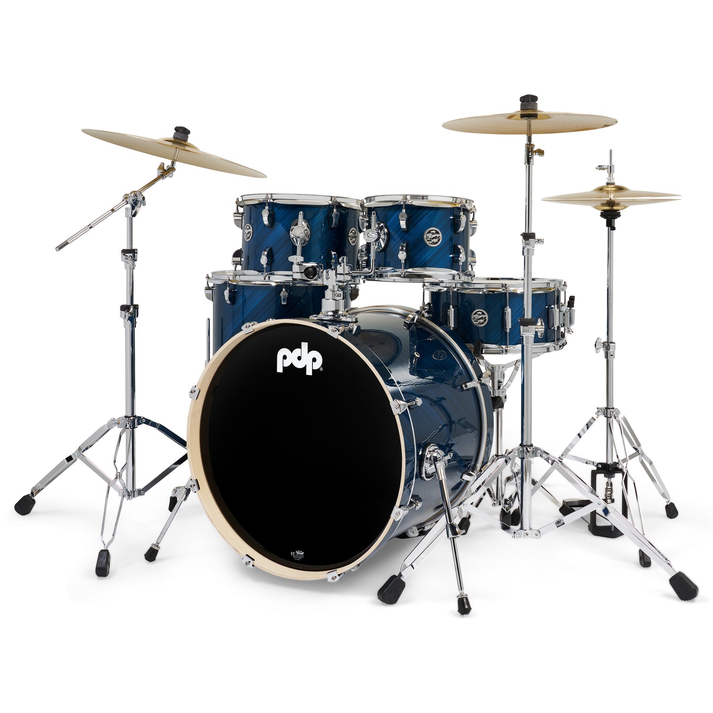 PDP Mainstage 5-Piece Drum Kit w/Hardware, Paiste Cymbals, Throne, Blue Steel PDMA2215KTTB