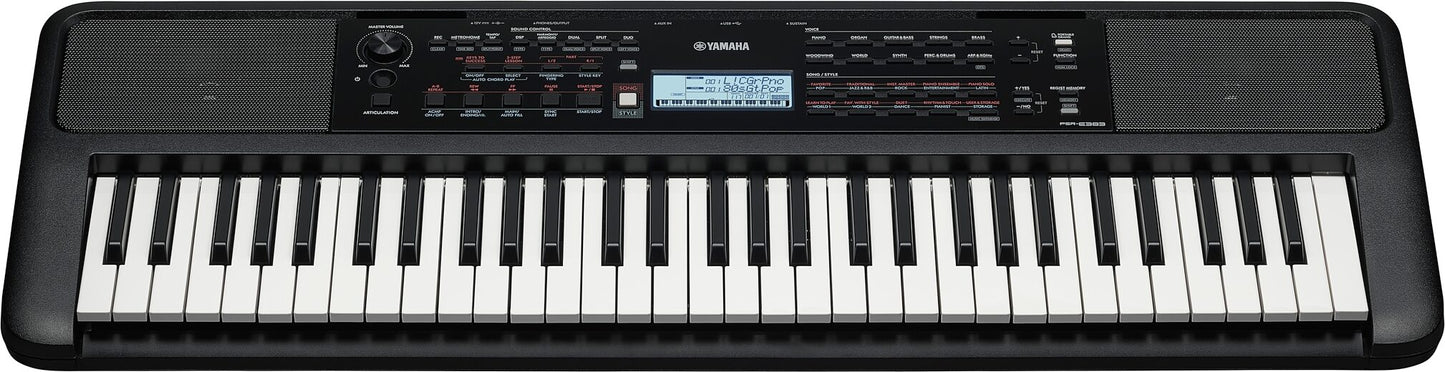Yamaha PSRE383 61-Key Mid-range Portable Keyboard with Power Supply