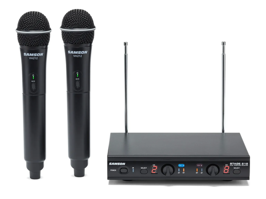 SAMSON Stage 212 Dual-Channel Handheld VHF Wireless System, Frequency-Selectable - Poppa's Music 