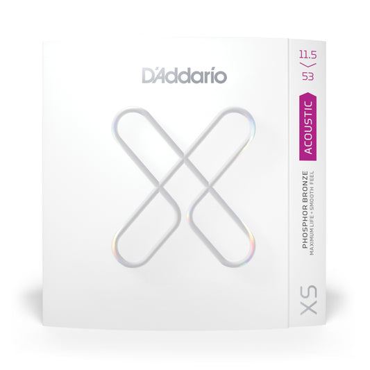 D'Addario 11.5-53 Custom Light Plus, XS Phosphor Bronze Coated Acoustic Guitar Strings XSAPB11553