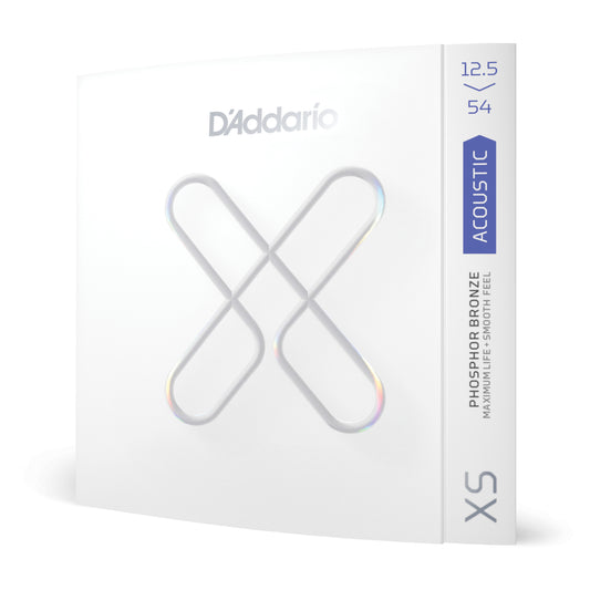 D'Addario 12.5-54 Light Plus, XS Phosphor Bronze Coated Acoustic Guitar Strings XSAPB12554