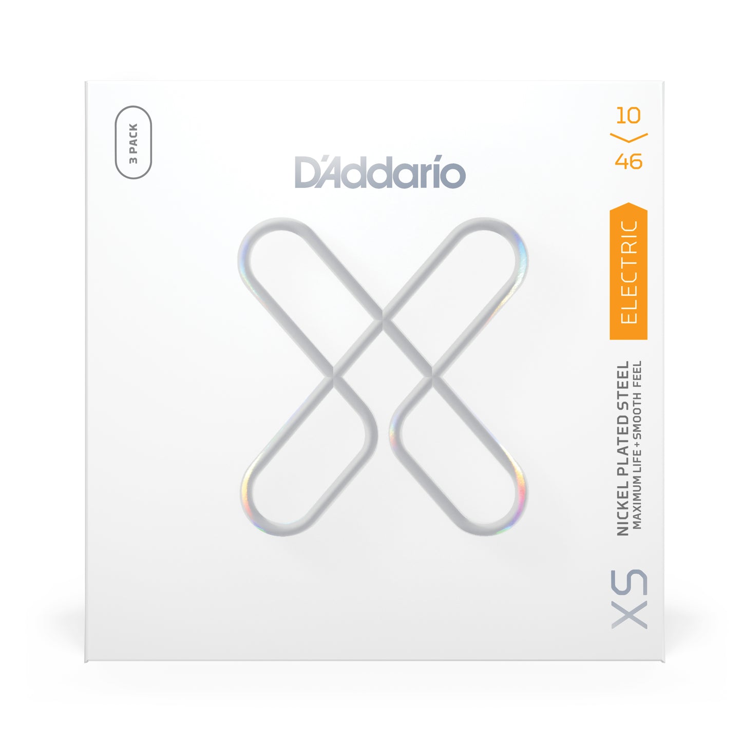 D'Addario 10-46 Regular Light, XS Nickel Coated Electric Guitar Strings 3-Pack XSE1046-3P