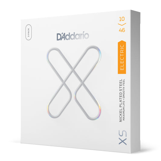 D'Addario 10-46 Regular Light, XS Nickel Coated Electric Guitar Strings 3-Pack XSE1046-3P