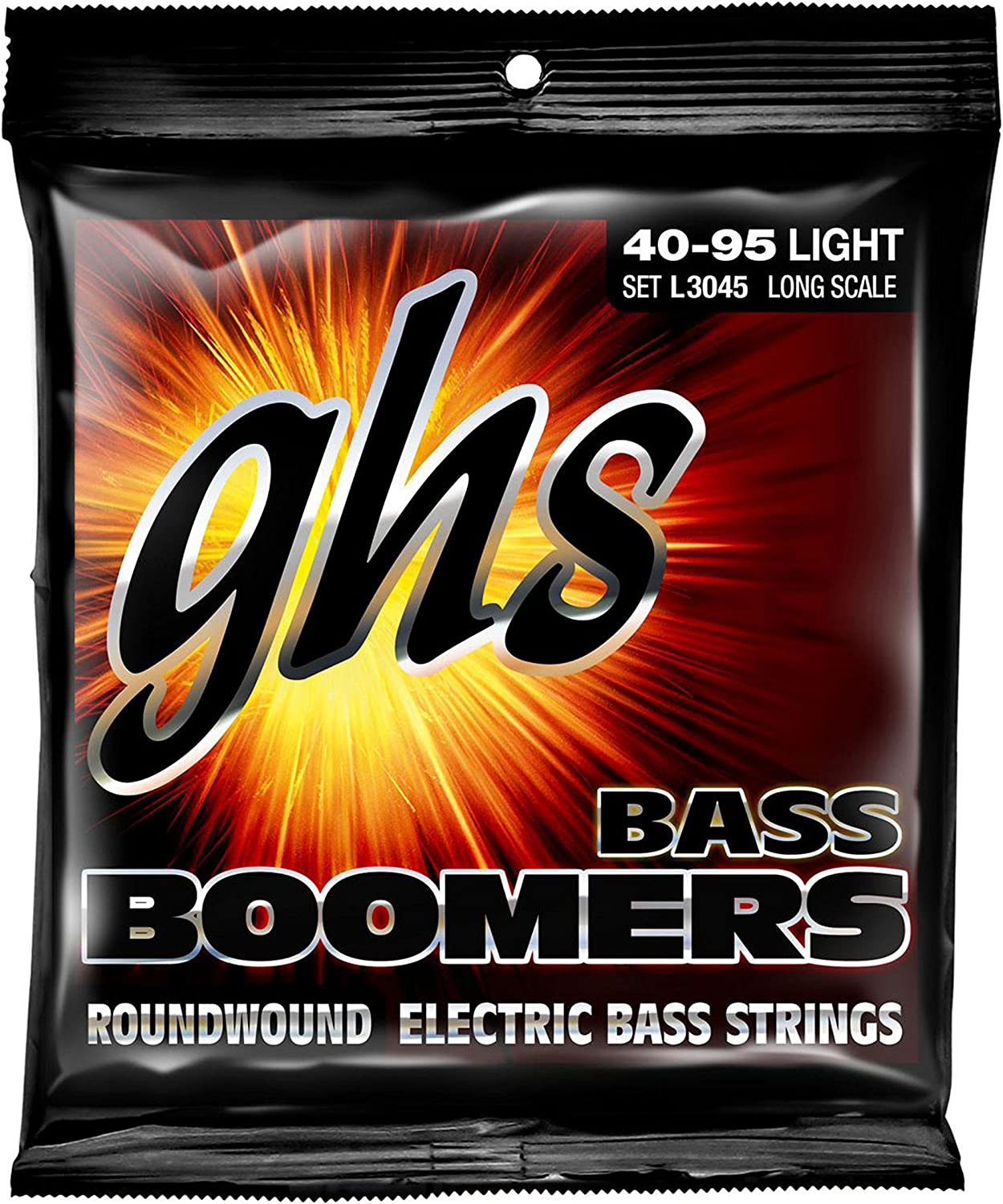 GHS Strings L3045 4-String Bass Boomers, Nickel-Plated Electric Bass Strings, Long Scale, Light (.040-.095) - Poppa's Music