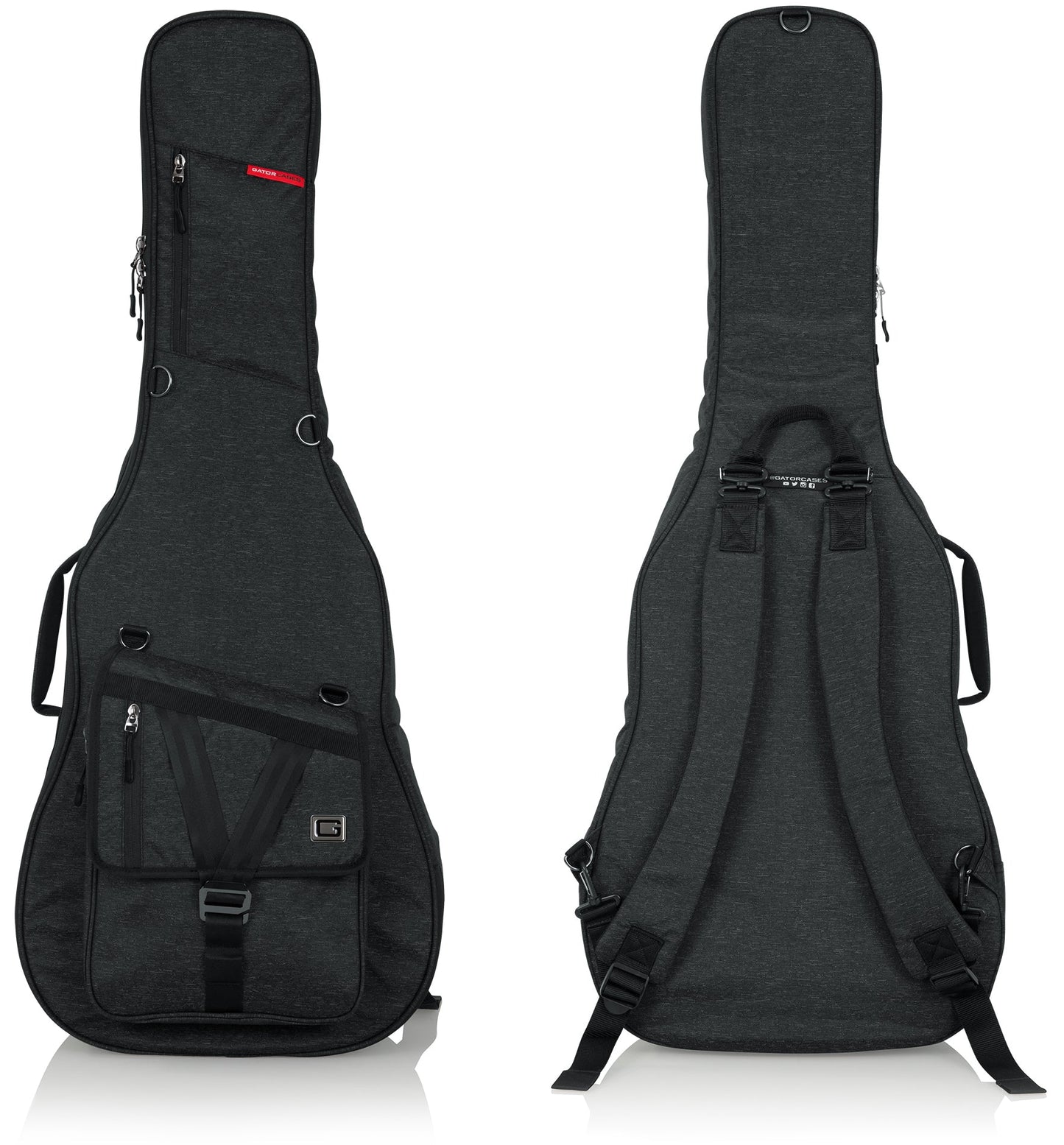 Gator Transit Series Acoustic Guitar Gig Bag with Charcoal Exterior - GT-ACOUSTIC-BLK - Poppa's Music