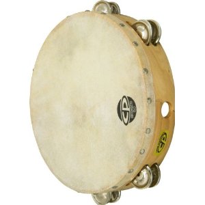 Latin Percussion Tambourine 10 Double Row with Calfskin Head - CP380 - Poppa's Music 