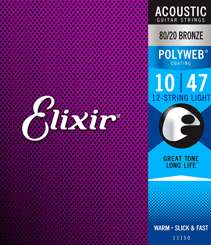 Elixir 12-STRING 80/20 Bronze Polyweb Acoustic Guitar Strings - Poppa's Music
