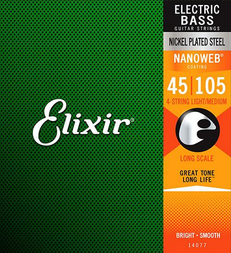 Elixir Nickel Plated Nanoweb Steel Bass Guitar Strings - Poppa's Music 