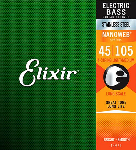 Elixir Stainless Steel Nanoweb 5-STRING Bass Guitar Strings - Poppa's Music