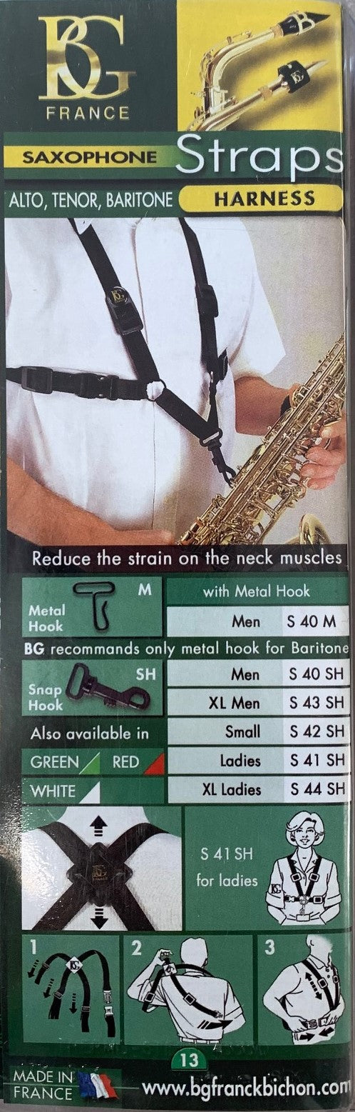 BG Saxophone Harness Small Child Size - White with Snap Hook - S42WSH - Poppa's Music