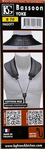 BG France Bassoon Leather Yoke Neck Strap Reg B70 (LEATHER + Cotton PAD) - Poppa's Music