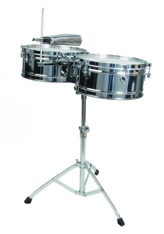 Toca Elite Chrome Steel Timbale Set - T-315 - Poppa's Music