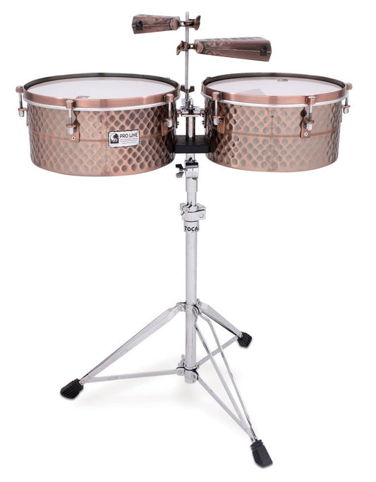 LP Toca Pro Line Timbale Set with Stand, Black Copper - TPT1415-BC - Poppa's Music 