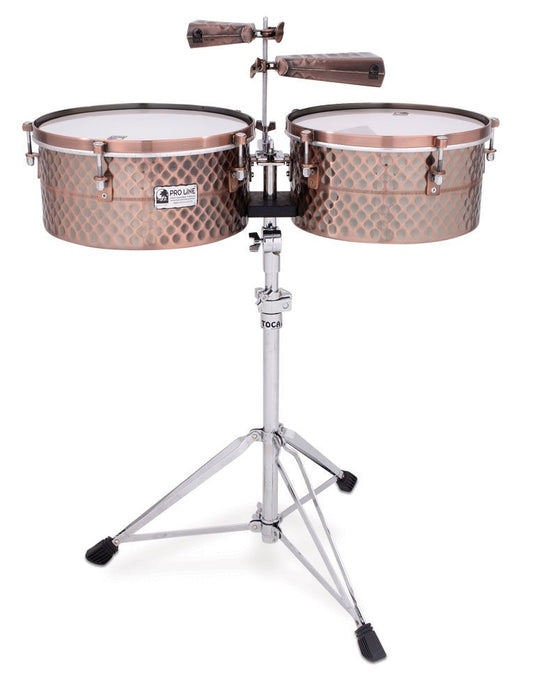 LP Toca Pro Line Timbale Set with Stand, Black Copper - TPT1415-BC - Poppa's Music